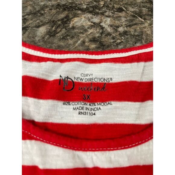 New Directions Women's 3XL Patriotic Striped Tank Top Lace Accents - Picture 8 of 8